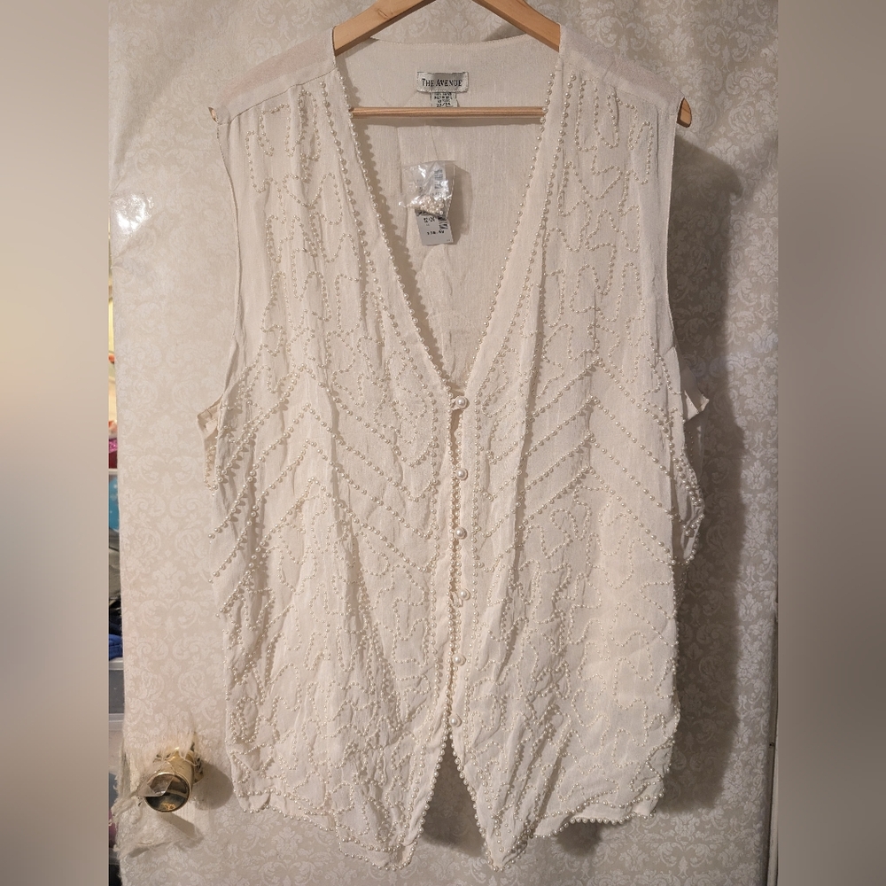 White Beaded Vest NY The‎ Avenue New With Tags Sz.22/24